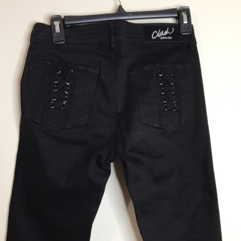 Clash jeans Usa black with corset style details pants size 3 y2k - Picture 12 of 13